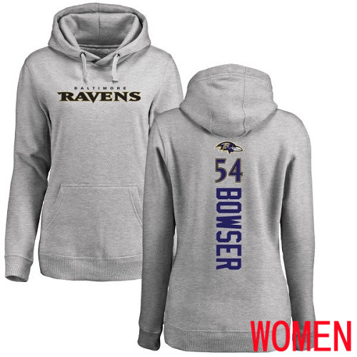 Baltimore Ravens Ash Women Tyus Bowser Backer NFL Football #54 Pullover Hoodie Sweatshirt->nfl t-shirts->Sports Accessory
